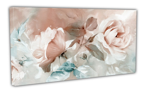 Cuadro Lienzo Canvas 65x100cm Flores Color Pastel Tipo Oleo