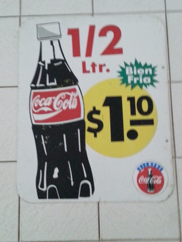 Antiguo Cartel De Chapa Gaseosa Coca Cola Doble Faz