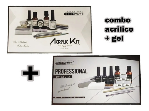 Combo Kit Acrilicas + Kit Uv Gel Cherimoya Para Uñas 