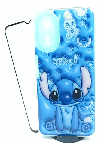 Case Stitch + Mica Cristal Para Oppo A17