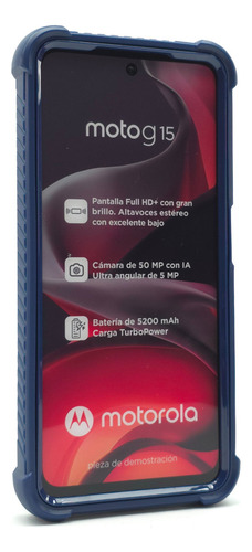 Funda 3 En 1 Para Moto G15 Case Uso Rudo Full Protector Multishield - Azul Marino Moto G15