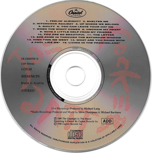CD de Joe Cocker - En vivo - Versión de álbum de edición limitada de primera edición muy rara