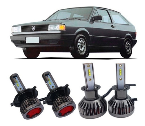 Kit Farol Luminark Led 9400lm Volkswagen Gol G1 Quadrado 