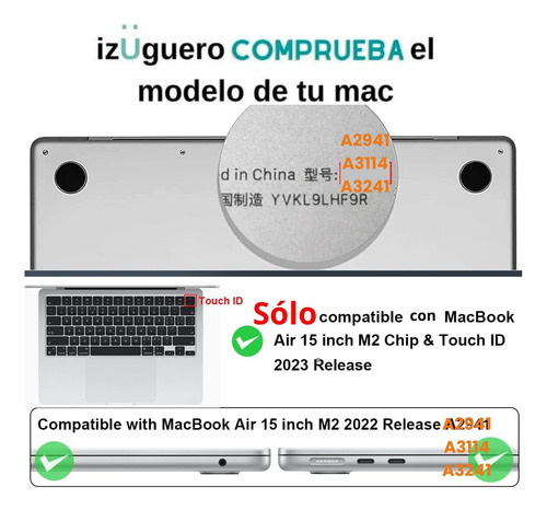 Funda Protector Carcasa Para Macbook Air 15 M4 M3 M2 Transparente