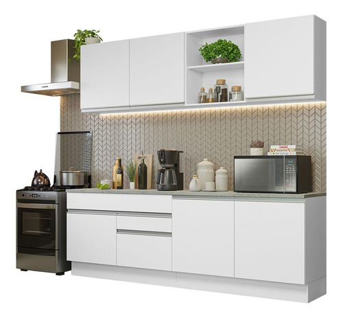 Armario De Cocina Completo 240cm Glamy Madesa 06 - Blanco