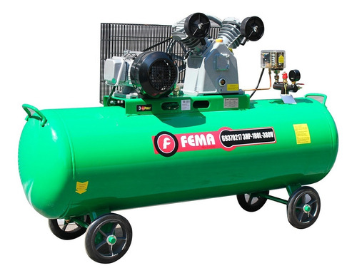 Compresor Aire Correa Fema Trifásico 180 Litros 3 Hp 366 L/m Color Verde Fase eléctrica Trifásica