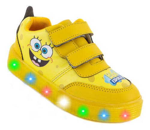 Tenis Niños Bob Esponja Luces Leds 780 Amarillo 22 Al 26