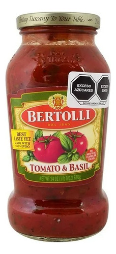 2 Pza Salsa Para Pasta Bertolli De Tomate Y Albahaca 680 G