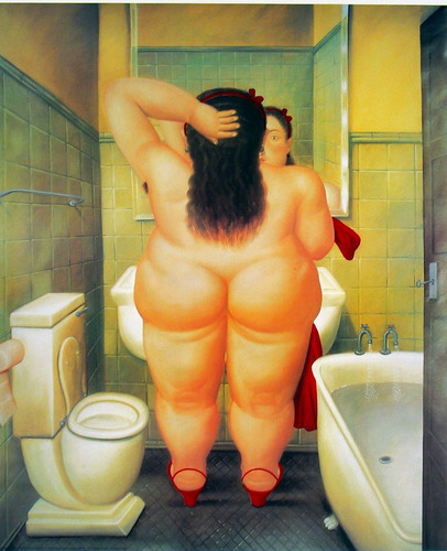 Cuadros Botero - Arte Digital - Desnudos En El Baño - 27x42