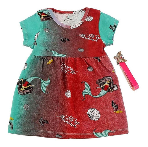 Imagem 6 de 9 de Vestido Infantil Feminino Manga Curta Confortavel Cotton