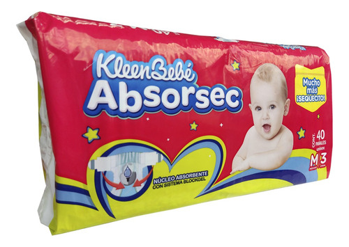 Pañales Kleen Bebé Etapa 3 Mediano Absorsec M 3 40pz