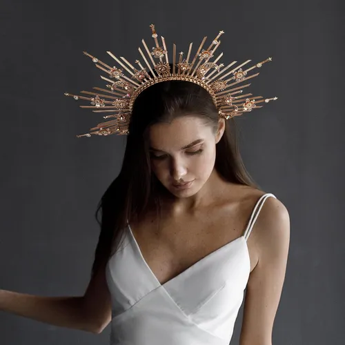 Corona De Halo De Estrella Lunar Cabeza Diadema Pinchos...