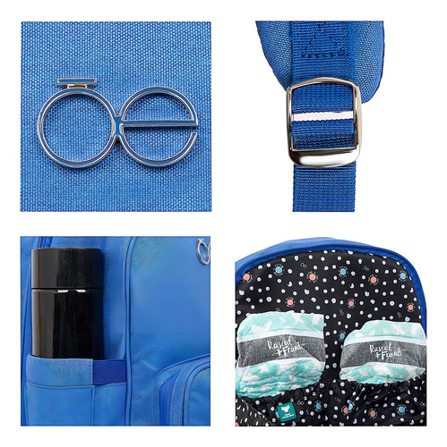 Pañalera Mochila Cloe Mom & Baby Con Bambineto Plegable Color Azul
