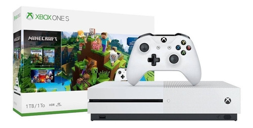 Microsoft Xbox One S 1TB Minecraft Bundle cor  branco