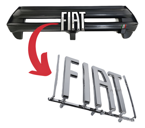 Emblema Cromado Grade Fiat Argo Cronos Mobi 2020 2021 2022