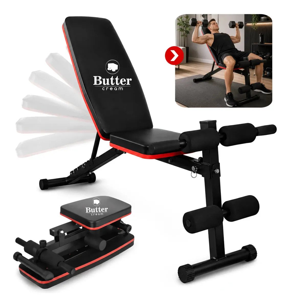 Banco Academia Regulável Supino Musculação Reclinável Livre Butter Cream