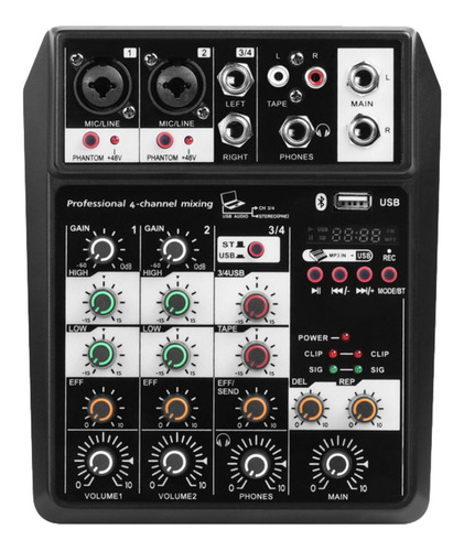 Consola Mixer 4 Canales Interfaz De Grabacion Usb Efectos