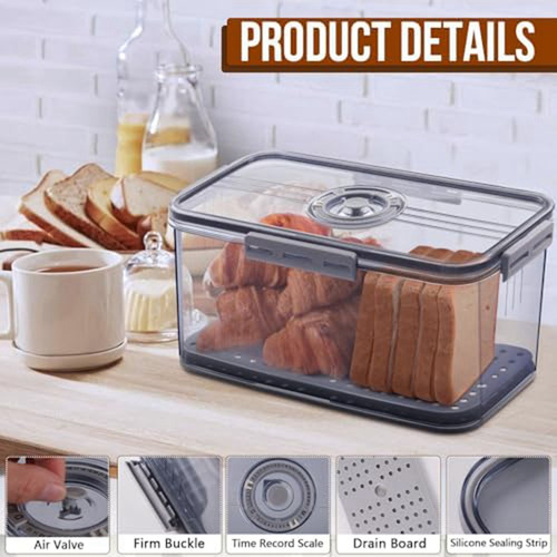 Fwefww Caja De Pan Para Encimera De Cocina, Con Tapa,