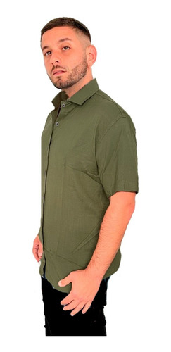 Imagen 2 de 8 de Camisa De Lino Verde