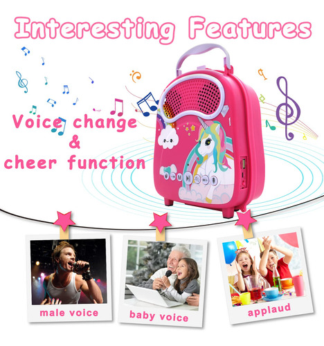 Máquina De Karaoke Na Kids Para Niñas Y Niños Con 2 Micrófon
