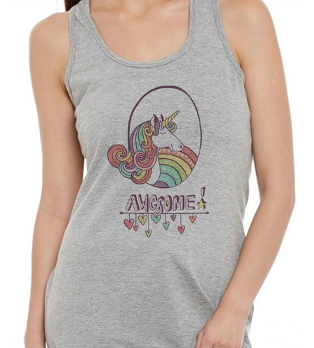 Musculosa Awesome Increible Unicorn Colores