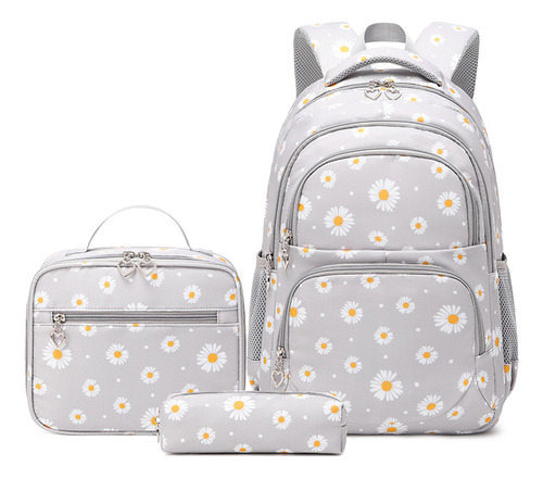 Set De Mochila Escolar Impermeable Con Estampado Daisy Spine