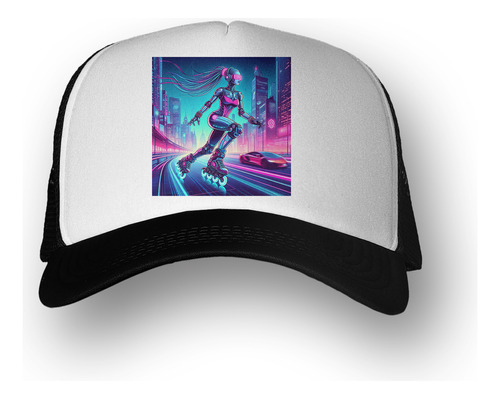 Gorra  Robot Patines Andando En Ciudad Colores