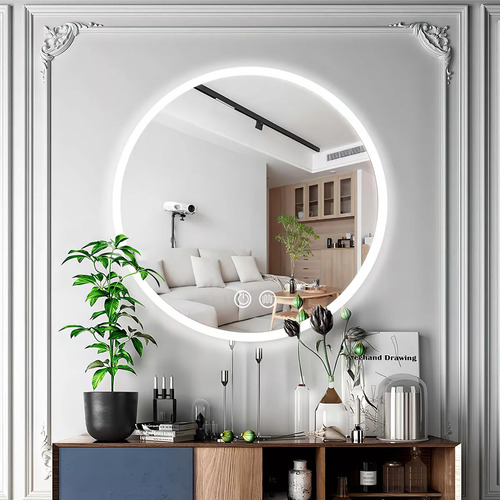 Espejo Redondo 60cm 3 Colores Luz Led Dimmer Y Antiempañante