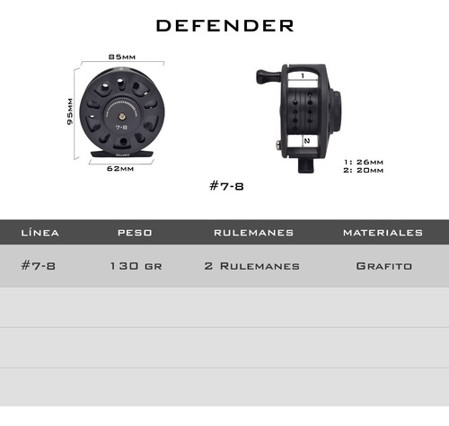 Imagen 6 de 6 de Reel Fly Caster Defender #7-8 Mosca 2 Rulemanes + Carretel