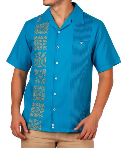 Guayabera azul turquesa hotsell