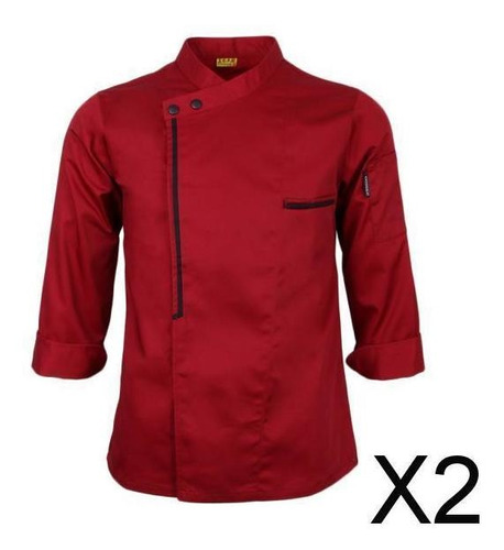 2xretro Chef Chaqueta Abrigo Uniforme Manga Larga Hotel