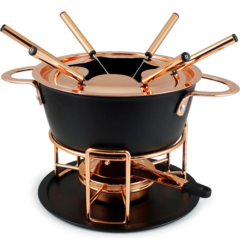 Juego De Fondue De Carne De 11 Piezas (negro/cobre)