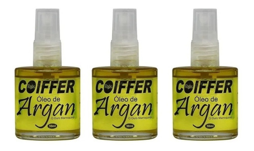 3 Óleo De Argan Coiffer 30ml Reparador Finalizador De Pontas