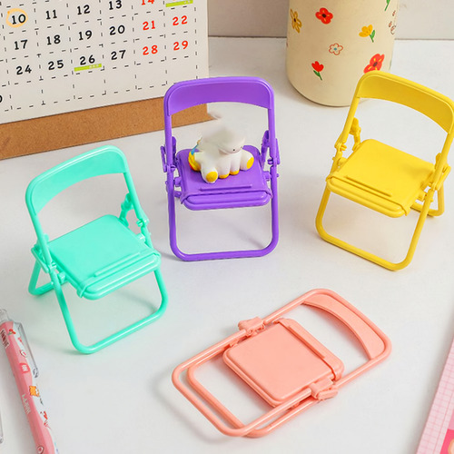 10 Pzas Soporte Porta Celular Forma Silla Plegable Colores Morado