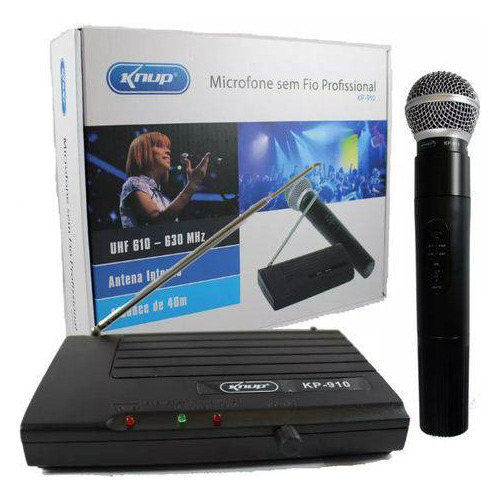 Microfone Sem Fio Profissional Vhf Uhf Dinamico Knup Kp-910