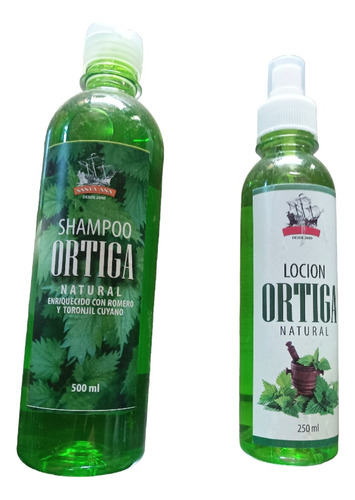 Shampoo Natural De Ortiga 500 Ml Y Loción De Ortiga 250 Ml