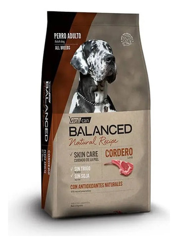 Alimento Vitalcan Balanced Natural Cordero Perro Adulto 15 K