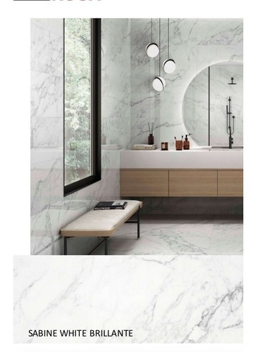 Eu Ceramica Sabine White Brillo Carrara Pared Piso 33.3x90