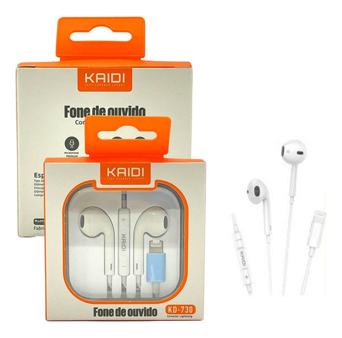 Fone De Ouvido Com Microfone Kaidi Branco Kd-730 Ios