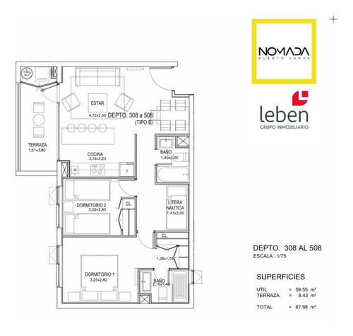 Moderno Departamento Amoblado 2d / 2b