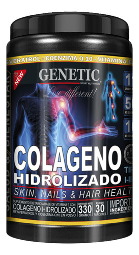 1 Mes Colágeno Hidrolizado Resveratrol Q10 Vit Salud Genetic Sabor Naranja