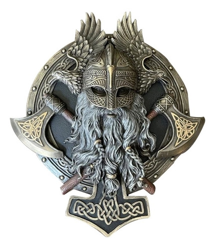 Placa Decorativa Para Pared Con Doble Hacha Vikinga Berserke