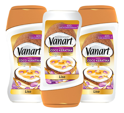 Pack Vanart Liso 02 Shampoo + 01 Acondicionador 600ml C/u