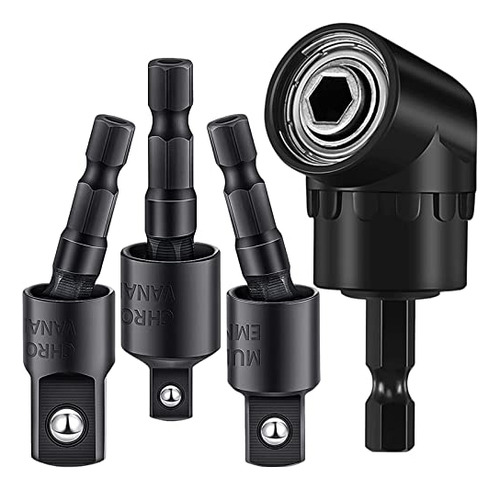 4-piece Power Drill Sockets Adaptador Sets,360°rotatable 1/4