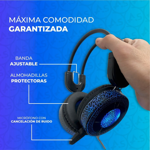 Imagen 3 de 10 de Auriculares Gamer Pc Profesional Luces Led Microfono Gaming