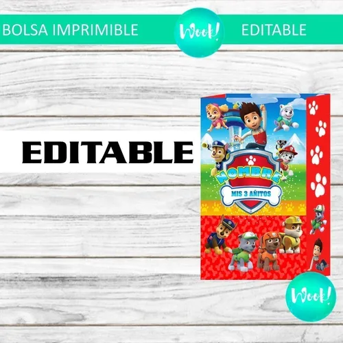 Bolsita Golosinera Imprimible Editable De Paw Patrol