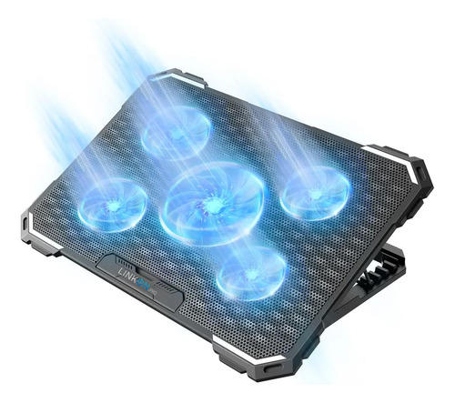 Base Cooler 5 Ventiladores Enfriador Notebook Luz 2 Usb