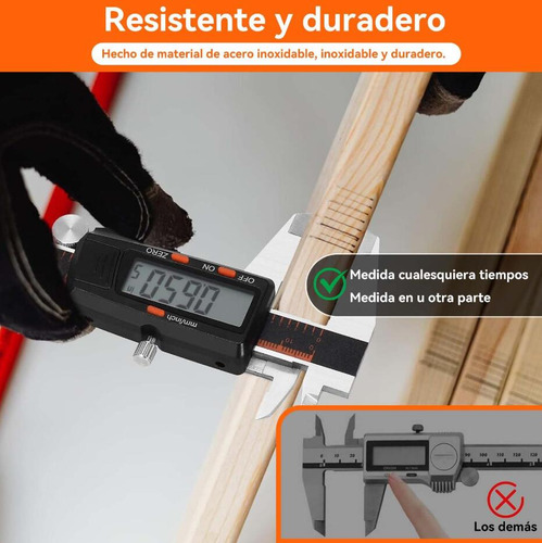 Calibrador Vernier Digital Lcd Pie Rey 15cm Acero Inoxidable, Calibres Digitales Multifuncional