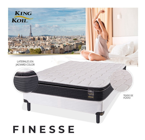 Colchón 2 plazas de resortes King Koil Comfort Sensations Finesse - 140cm x 190cm x 26cm con pillow top