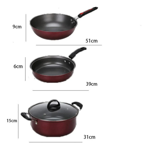 Set De Cocina Olla, Sartén, Wok Anti Adherente